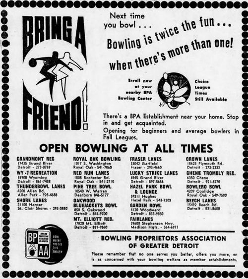 Hazel Park Bowl - Sep 4 1967 Bowling Proprietors (newer photo)